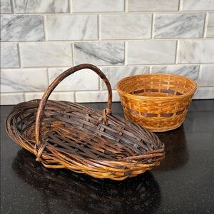 Woven Basket Set - Brown and Golden Tan